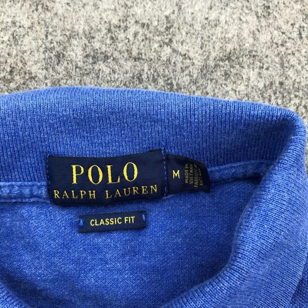 Polo Ralph Lauren Polo Shirt Mens Medium Blue Solid Pony Logo Knit Casual